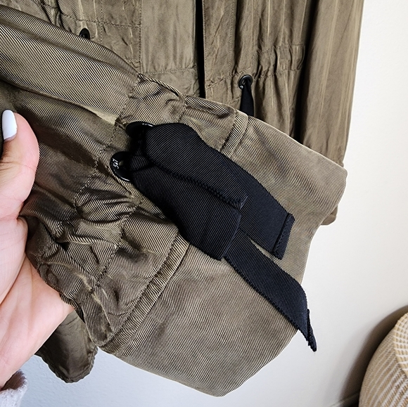 Cinq a Sept Mathieu Twill Jacket Women's S Olive Green Drawstring Waist … - Picture 4 of 11